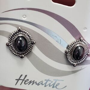 Silver tone hematite earrings